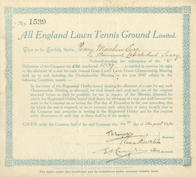 1930s Debenture Certificate