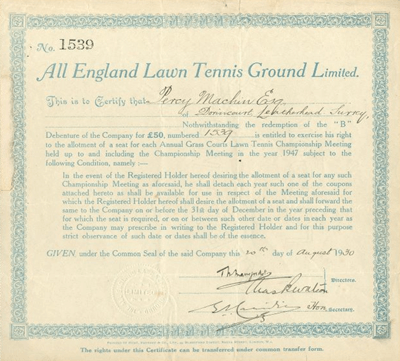 1930s debenture Certificate