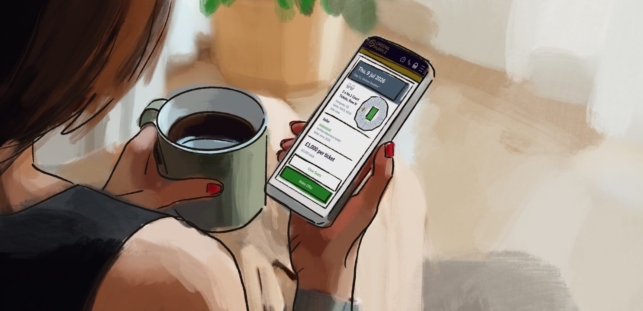 Woman selling debenture tickets on mobile